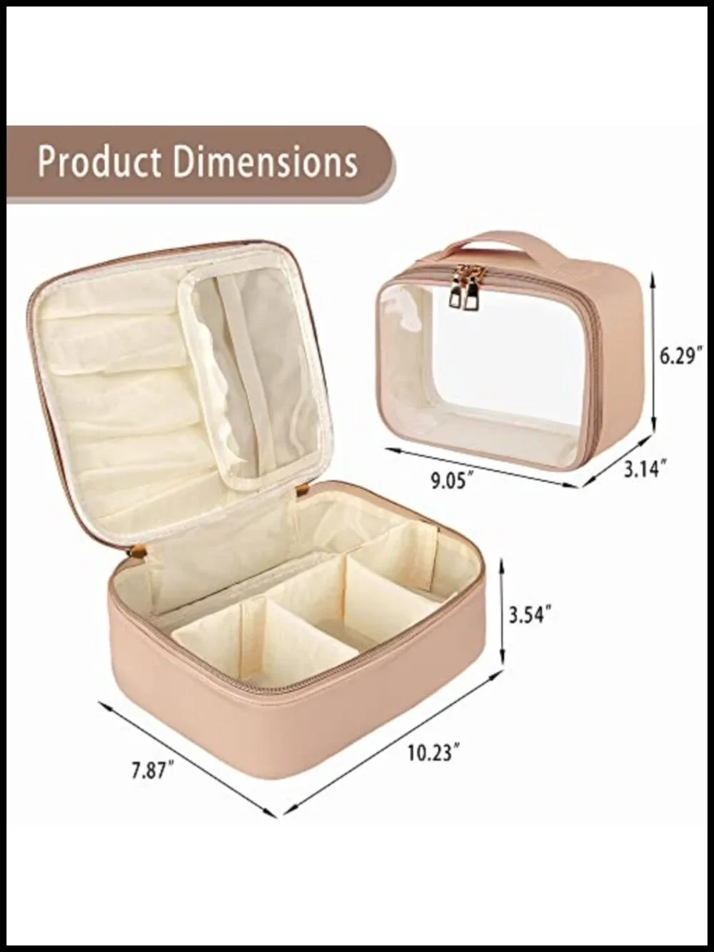 2PCS PU Leather Cosmetic Bags Set, Waterproof Travel Makeup Organizer with